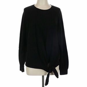 VINCE Black Tie-Front Sweater Large 100% Cotton